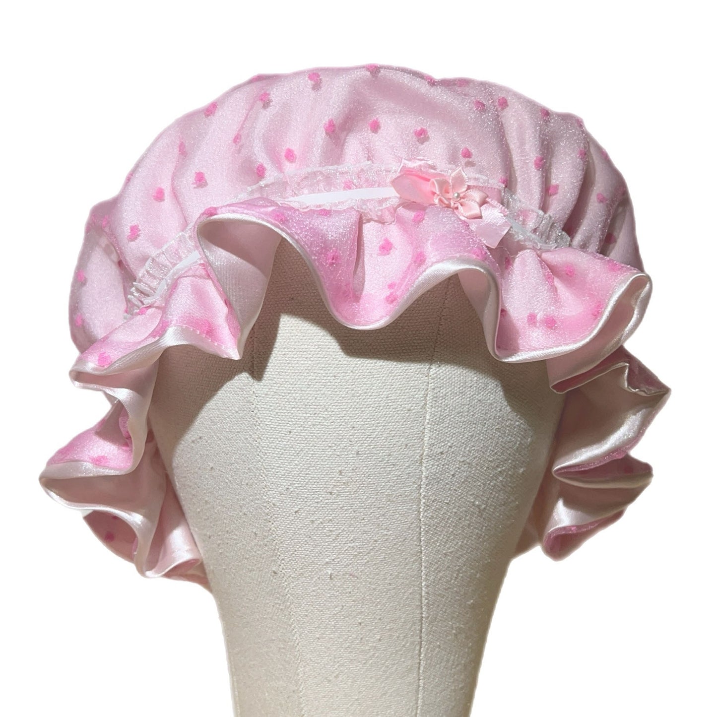 pink bow ruffle bonnet