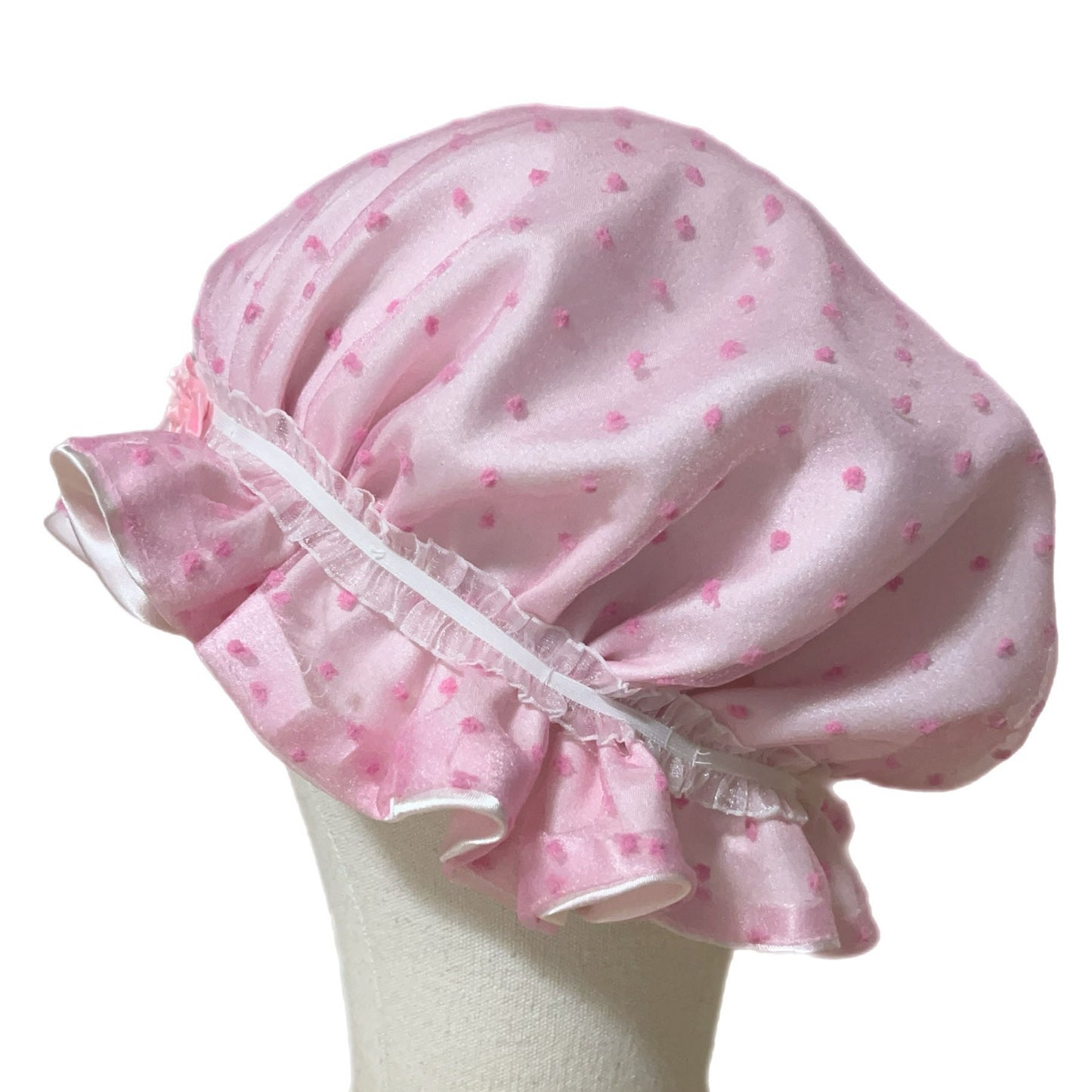 pink bow ruffle bonnet