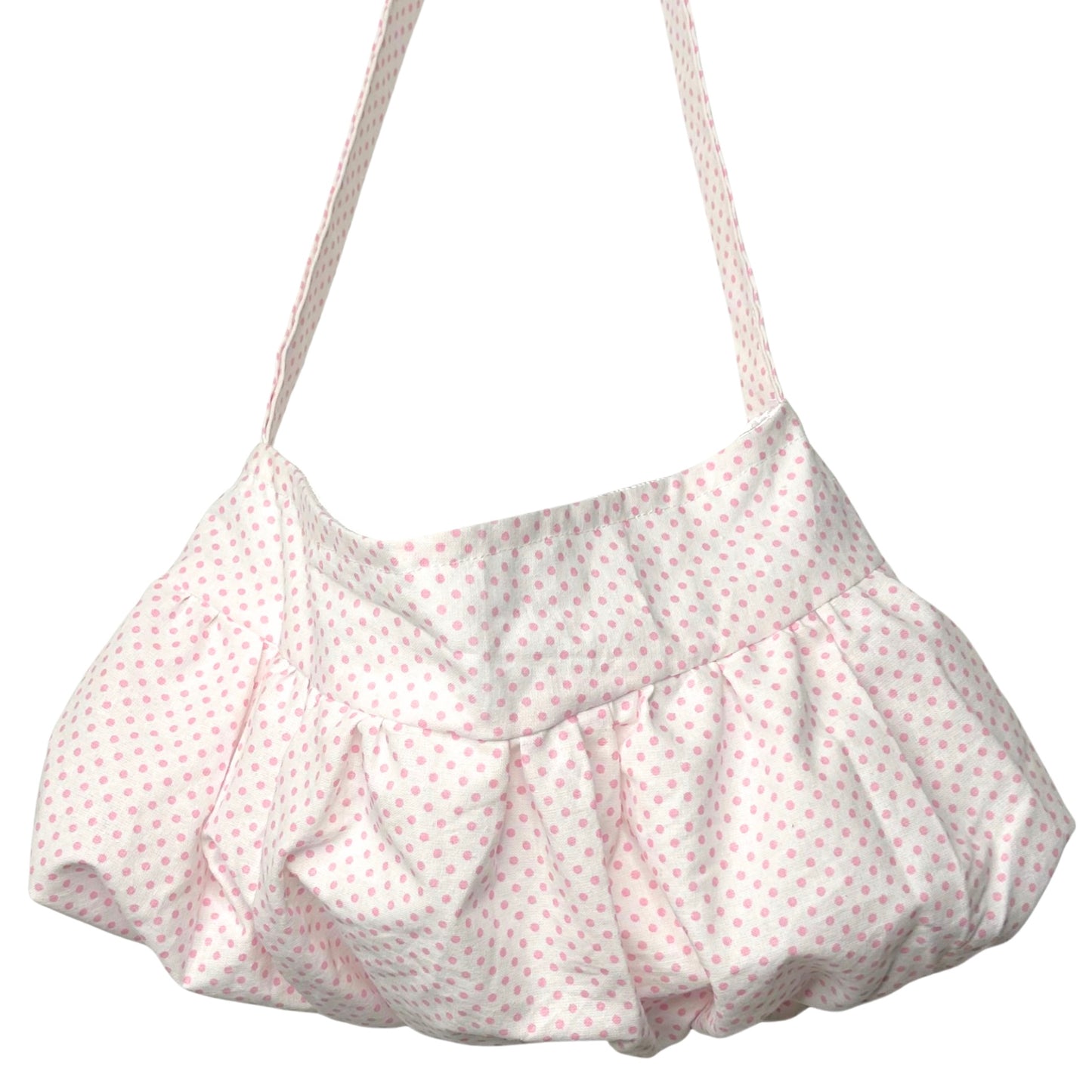 cotton “babydoll” bag pink and white polka dots