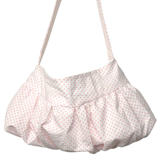 cotton “babydoll” bag pink and white polka dots