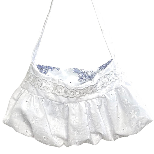 cotton “babydoll” bag white embroidered & toile de jouy
