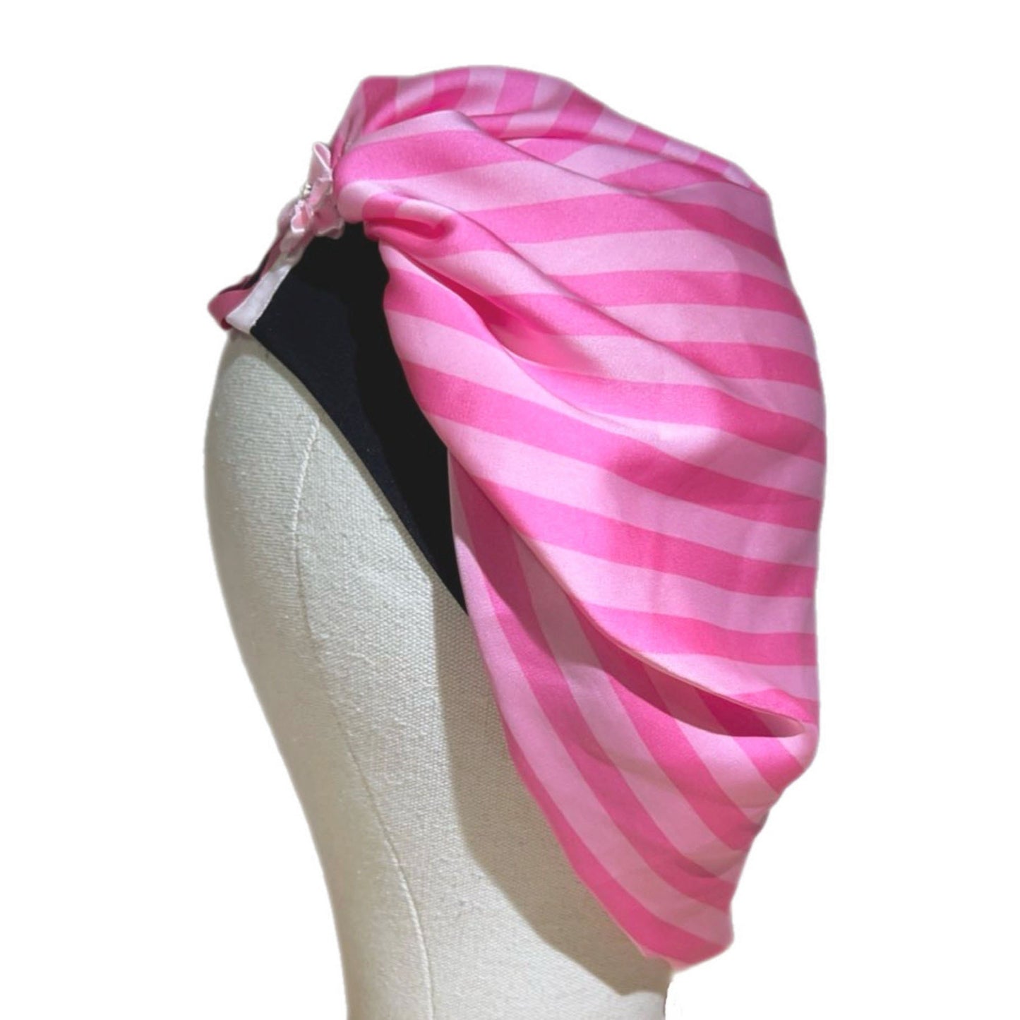 hot pink striped corset bonnet